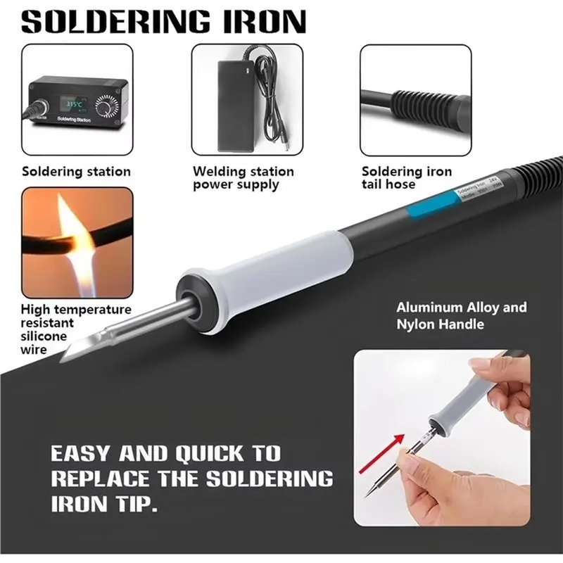 AS63-T12 Professional Soldering Iron Tool Kit Portable Mini Digital Soldering Station For Home Repairing With OLED Display EU