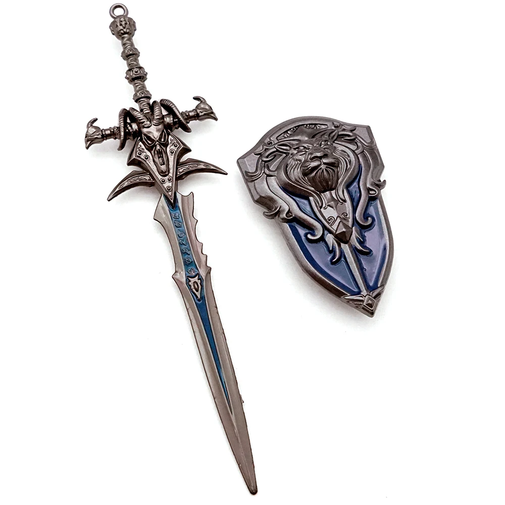 Game Shadowmourne Frostmourne Keychain Arthas Sword with Shield Keyring Men Keychains Accessories Car Key Ring llaveros