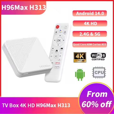YUETUO H96 MAX H313 Smart TV Box Wifi6 BT Android 14 4K HD 2GB 8GB/16GB Dual Google Voice Assistant Media Player Set Top Box
