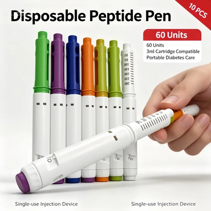 10 Pack Portable Disposable 60U Pen Injector, 3ml Cartridge Peptide Insulin Injection Pen for Home and Travel Healthcare