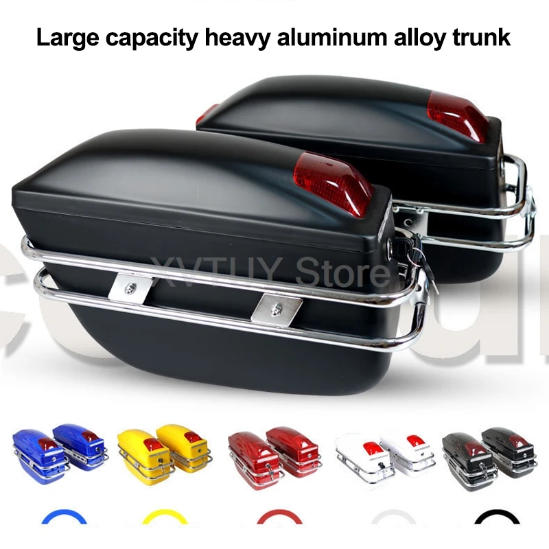 Untuk Honda Suzuki Tas Sadel Universal Sepeda Motor Tangki Bagasi Casing Keras Tas Peralatan Ekor Tahan Air Sepeda Motor dengan Lampu