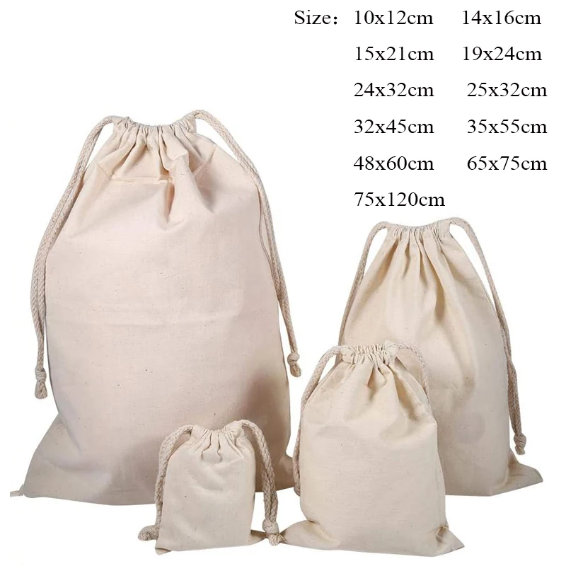 Heavy Duty Extra Large 75x120cm/65x75cm/48x60cm Cotton Canvas Laundry Bag Beach Storage