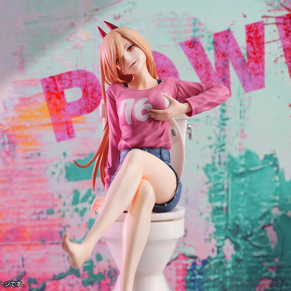 Figura de Anime Chainsaw Man de 15 cm - Power en Posición Sentada, Modelo de PVC, Juguete Coleccionable, Decoración, Adorno, Regalo