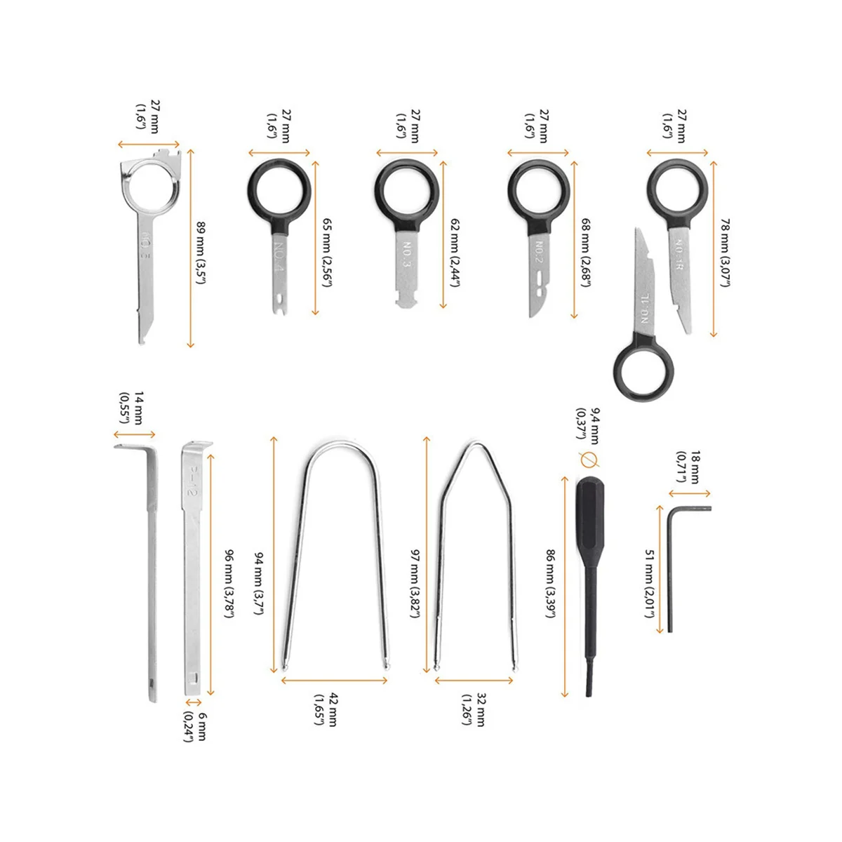 20Pcs Stereo Dash CD Player Removal Tool Set Automobile Accessories Car Radio Audio Removal Install Key Kit