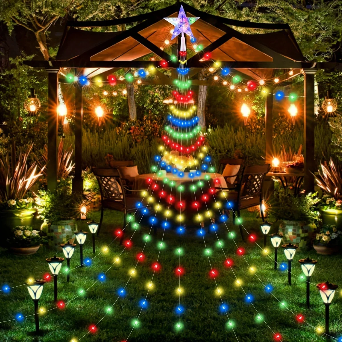 LED-Lichterkette für den Außenbereich, 2/3 m, USB, wasserdicht, mit 8 Beleuchtungsmodi für Garten, Weihnachtsbaum, Party-Dekoration – Detail 1