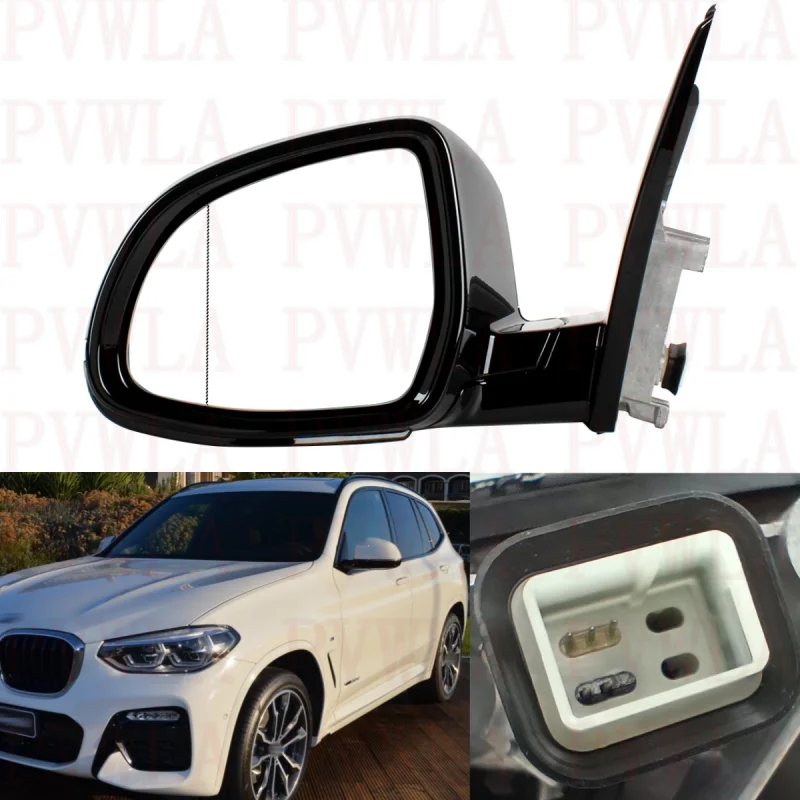 

Car Rearview Mirror For BMW X3 G01 G08 2018 2019-2021 Left Side 5Pins White Painted Heated Power Adjust Blind Line Power Fold