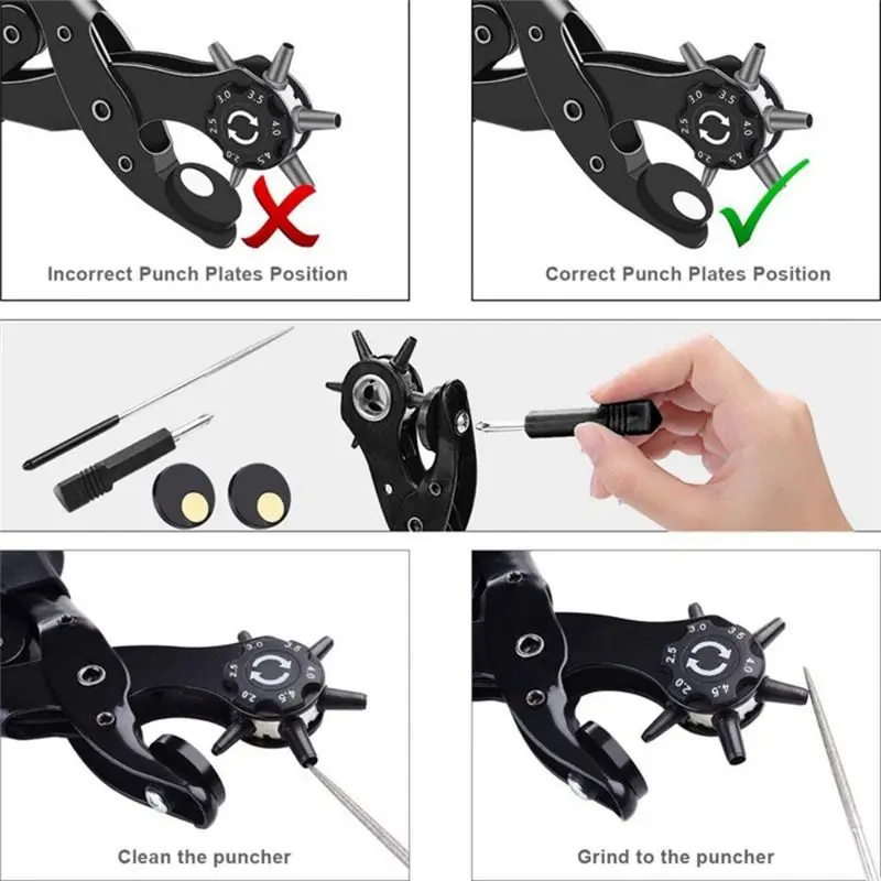 J1UL1N Factory Belt Punching Tool Multifunctional Punching Pliers For Watch Belt Eyelets Pants Belts