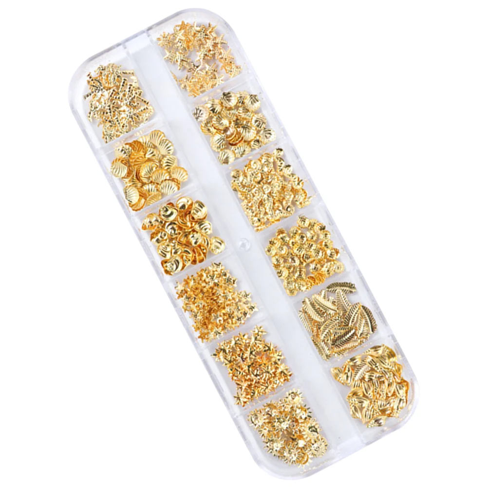 Sea Shell Appliques Embellishments Decor Manicure Patches Alloy Nail Gold Stickers