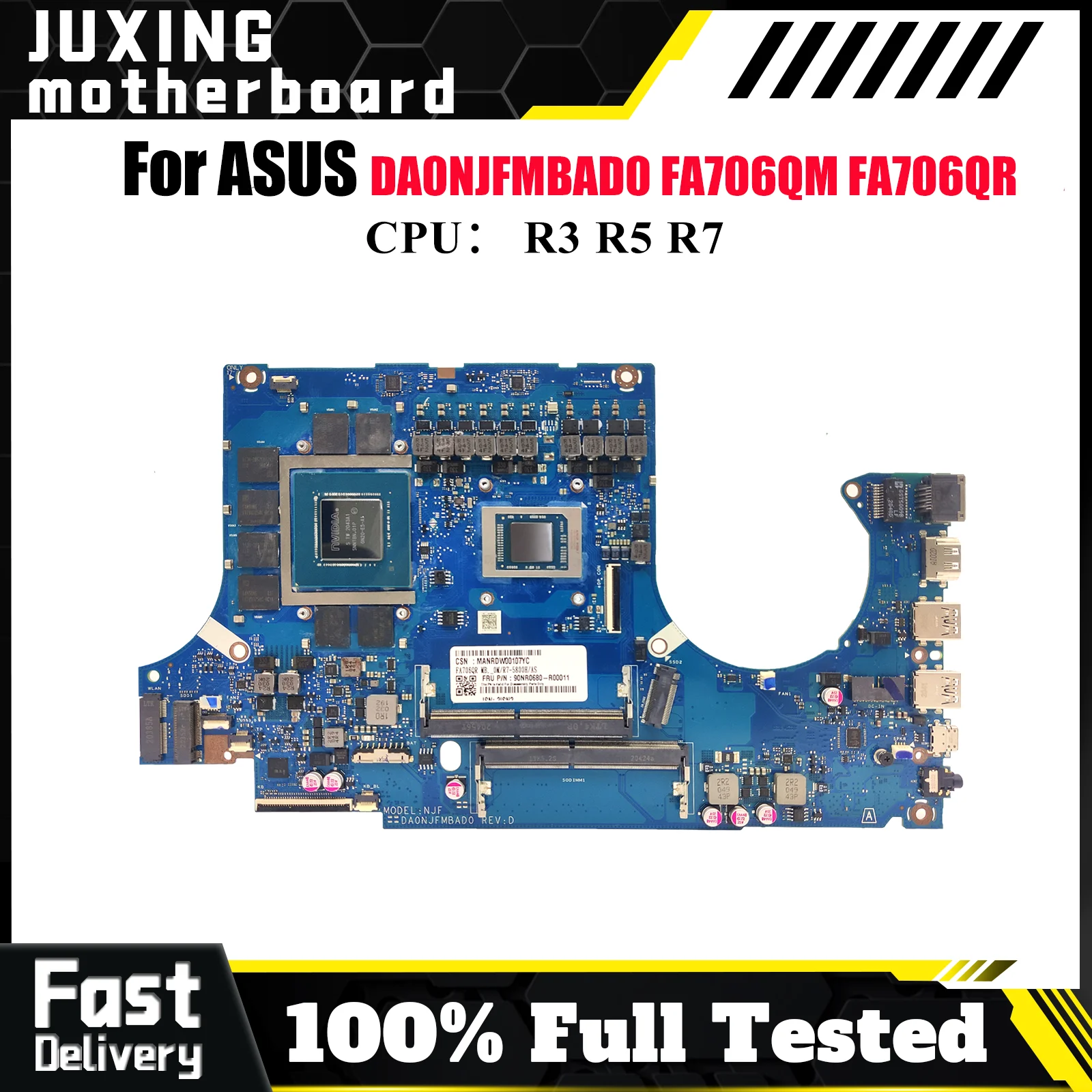 

DA0NJFMBAD0 Материнская плата для ноутбука ASUS TUF Gaming FA706QM FA506Q FA706QR Материнская плата для ноутбука с процессором R3 R5 R7 100% tests OK stk