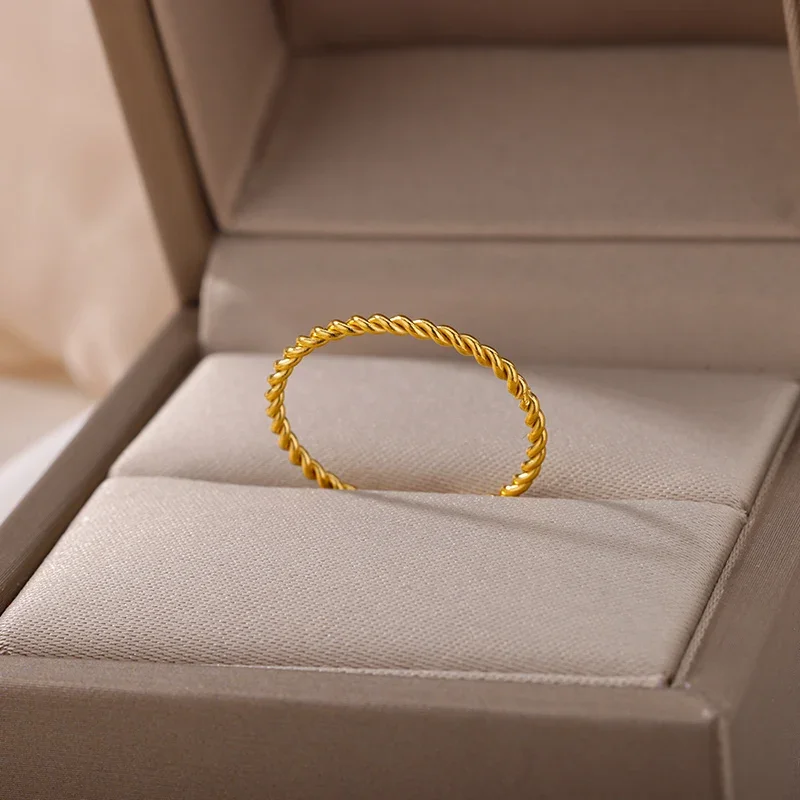 Anillos de dedo giratorios en espiral de acero inoxidable para hombre y mujer, anillos redondos chapados en oro para parejas de boda, regalo de fiesta, joyería minimalista, 1 ud.