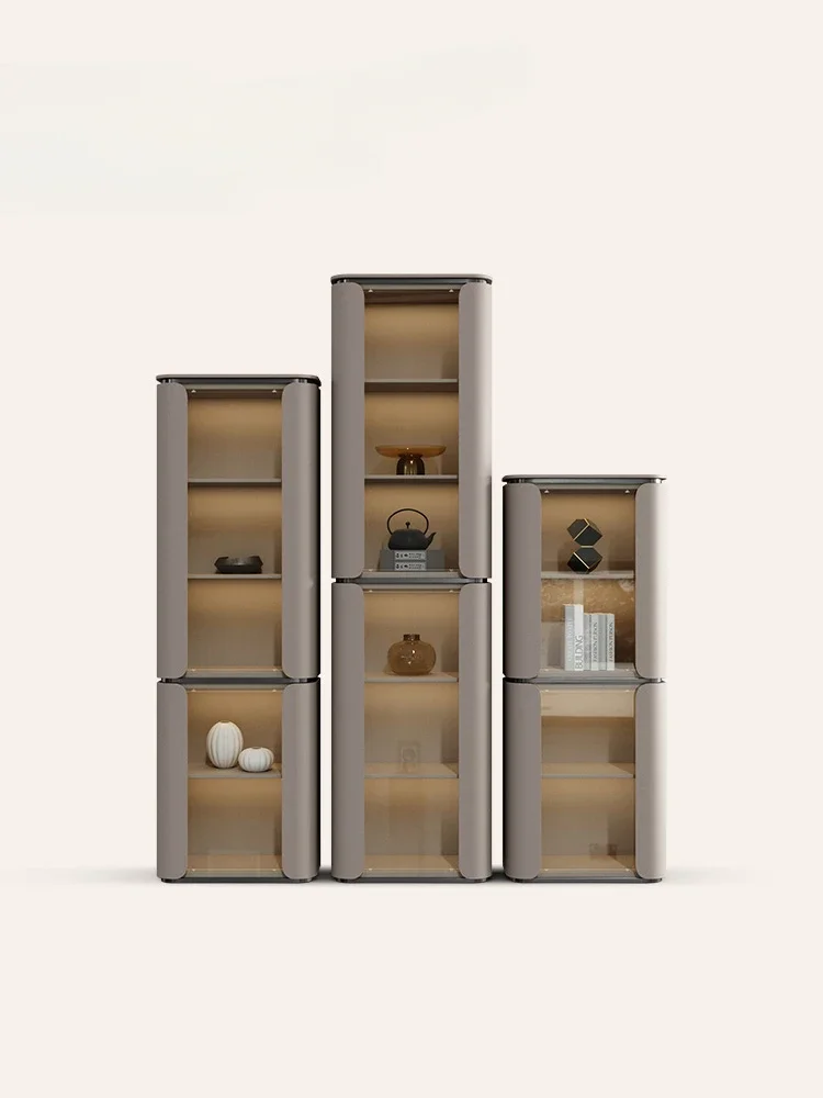 Handmade display cabinet, modern designer bookshelf, high-end living room Italian style light luxury wall mounted wine cabinet