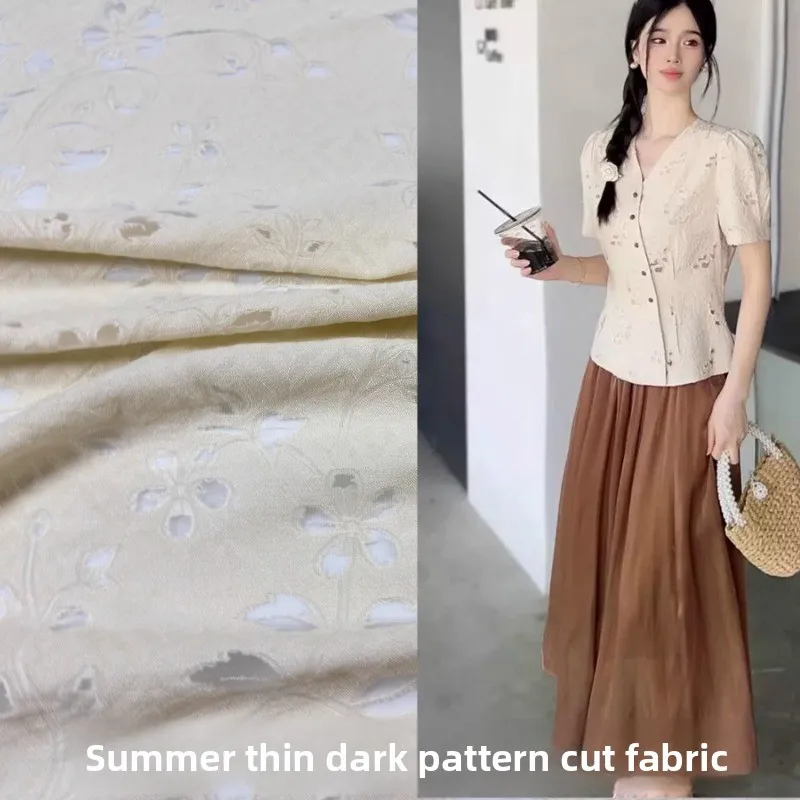 

Весенне-летняя полая жаккардовая модная ткань для топов, рубашек, приятная для кожи, мягкая модная одежда, материал для шитья своими руками, ткань