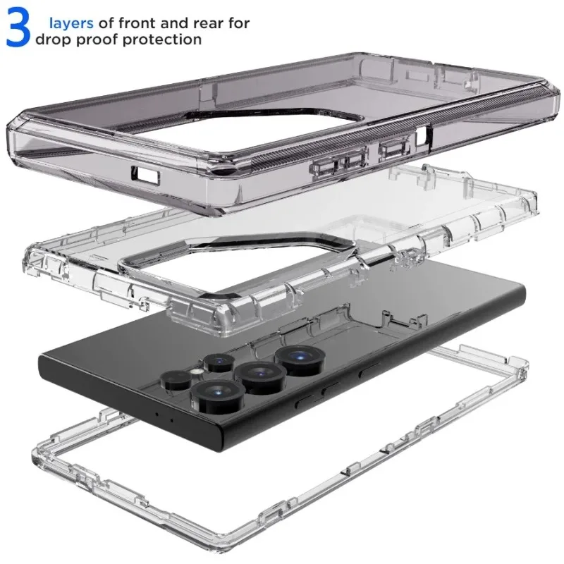 3IN1 OTT Armor PC+TUP Klare Handyhülle für Samsung Galaxy S25 S24 S23 S22 S21 Plus Ultra Military Grade Anti-Drop Protect Case – Detail 1