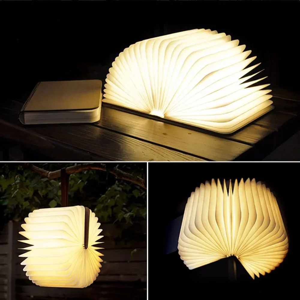 

Wooden Book Light Creative LED Wood Grain Book Light Enterprise Gift Holiday USB Charging Folding Night Light