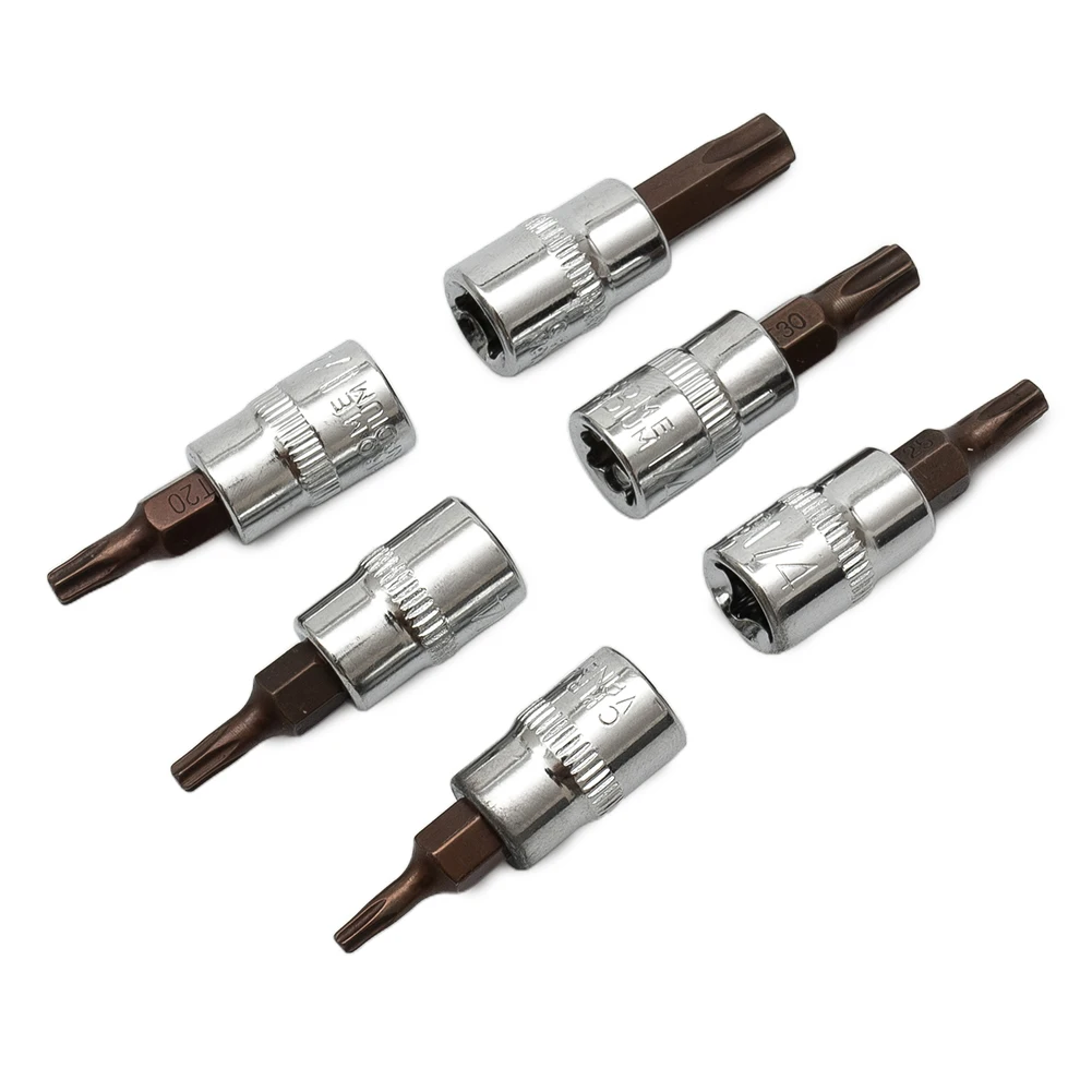 6pcs 1/4inch Hex Torx Screwdriver Bit Set Drive Torx Bit Socket T10-T40 For Home Furnishing Repair Work