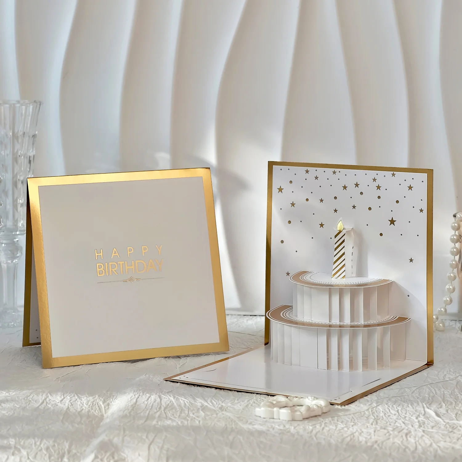 

Открытка на день рождения, торт с горячим тиснением, стерео форма, ручная работа, 3D стерео вырез, простой подарок на день рождения для друзей и дома