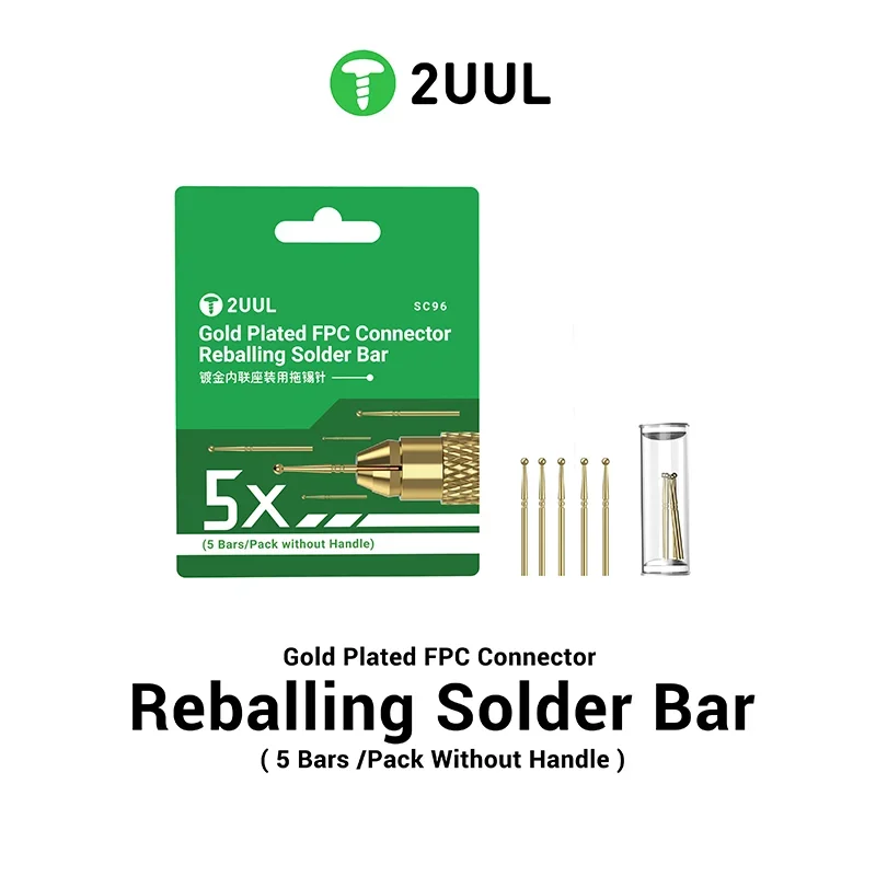 5PCS/Pack 2UUL SC96 Gold Plated FPC Connector Reballing Solder Bar Quick Tin Suction Tin Dragging Needle without Handle