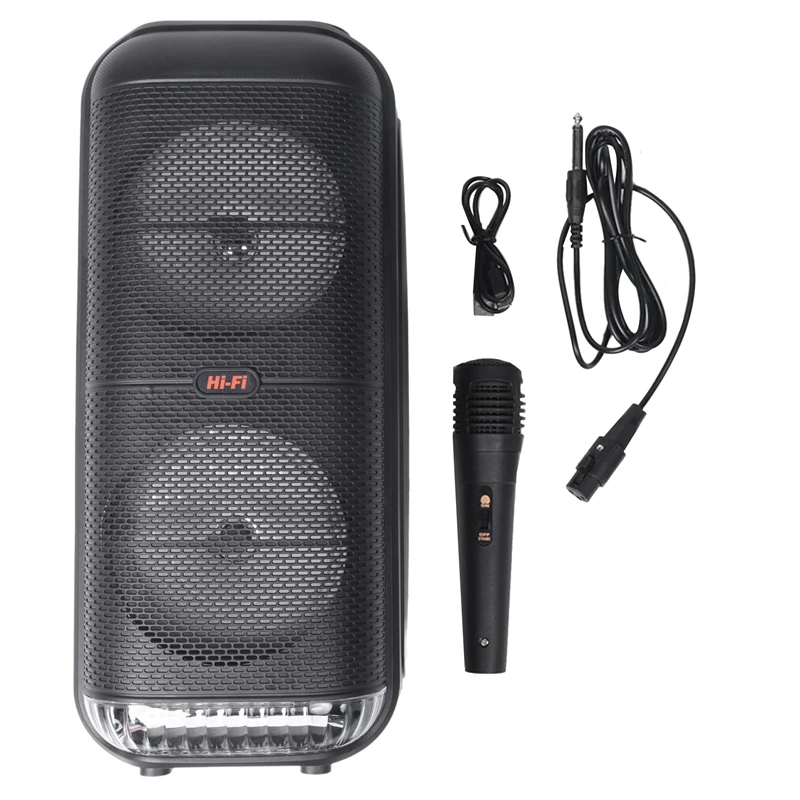 1200W Super Large Outdoor Bluetooth Speaker 6 Inch Double Horn Subwoofer Portable Wireless Column Bass Sound With Mic, Durable