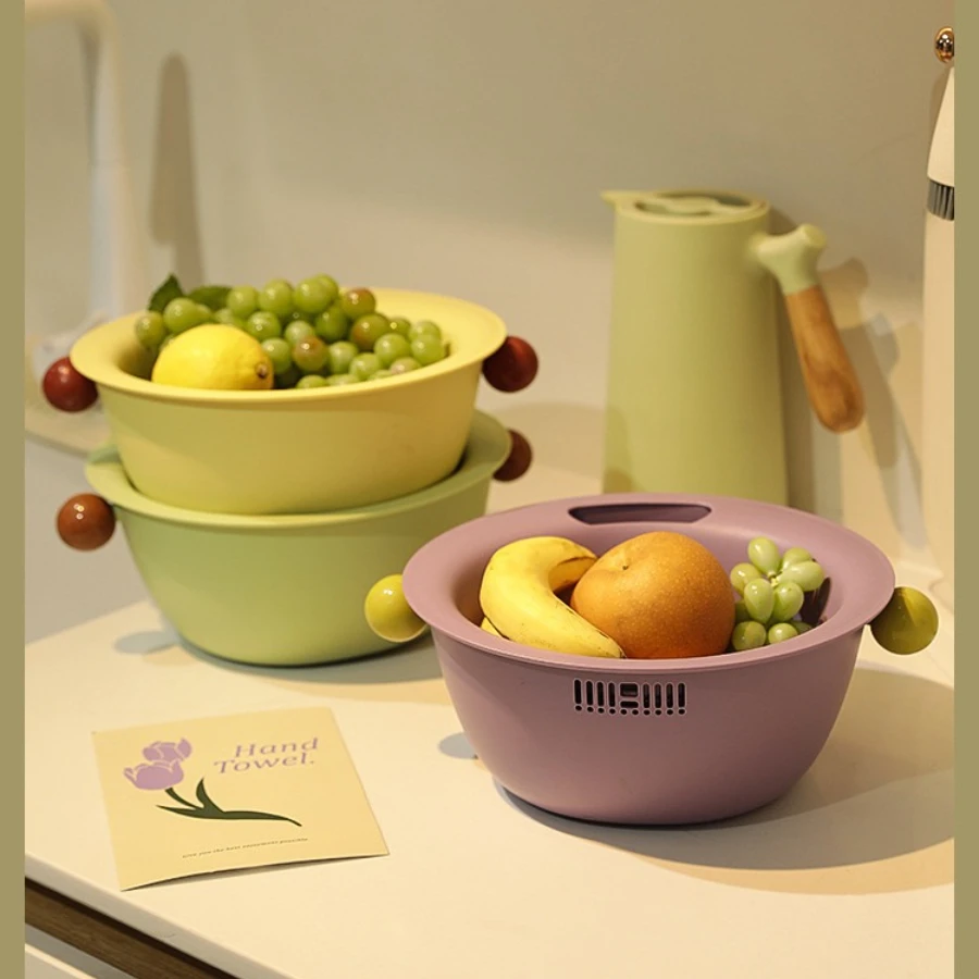 

Кухонный поднос для фруктов, съемная двухслойная раковина для фруктов и овощей, сливная корзина, креативная бытовая корзина для мытья