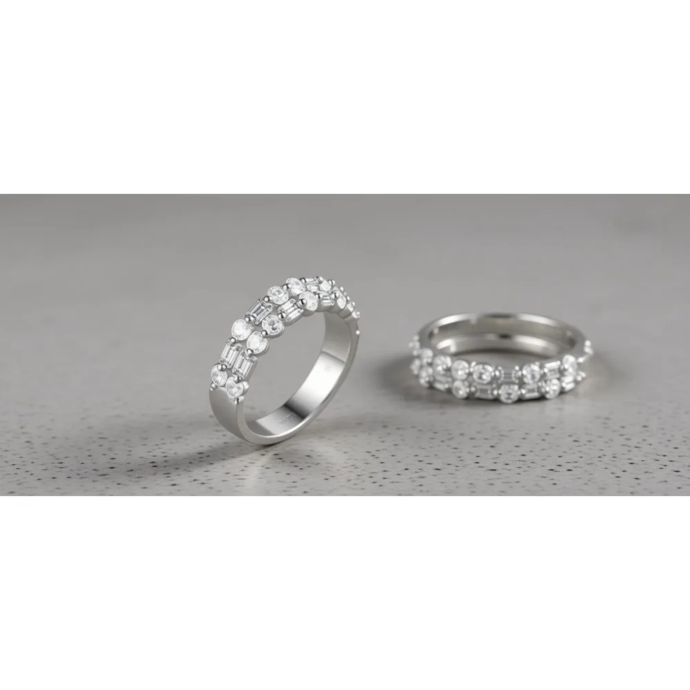 

Кольцо-багет с круглыми фианитами в два ряда, обручальное, для женщин, размеры 4-10