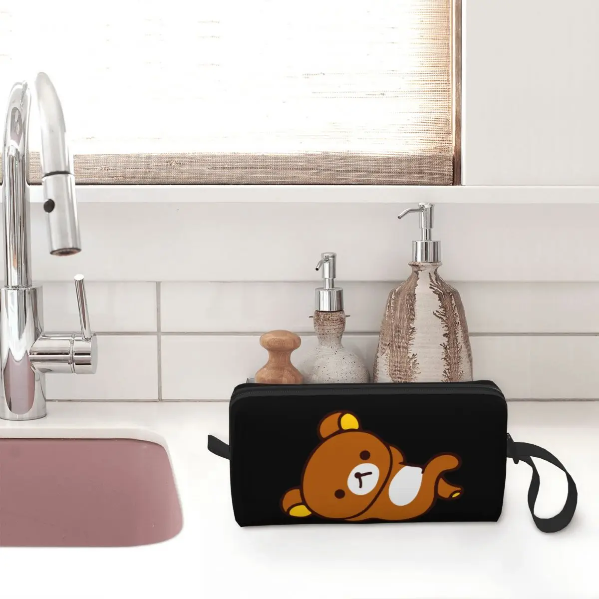 Rilakkuma Relax Cartoon Makeup Bags Toiletry Cosmetic Bag Trendy Outdoor Makeup Organizer Case