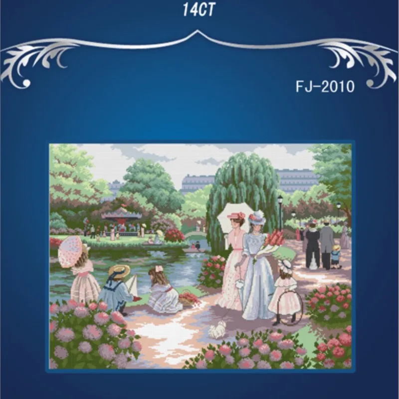 

14ct white canvas, similar to DMC dim-35021, walk on the park, cross stitch kits, 14ct needlework set, DIY embroidery