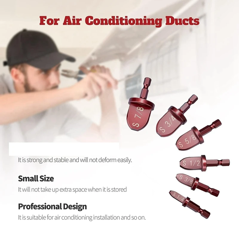 HVAC alat reparasi, alat reparasi pipa tembaga pendingin udara, alat Swaging pipa tembaga pegangan heksagonal 1/4In tahan lama