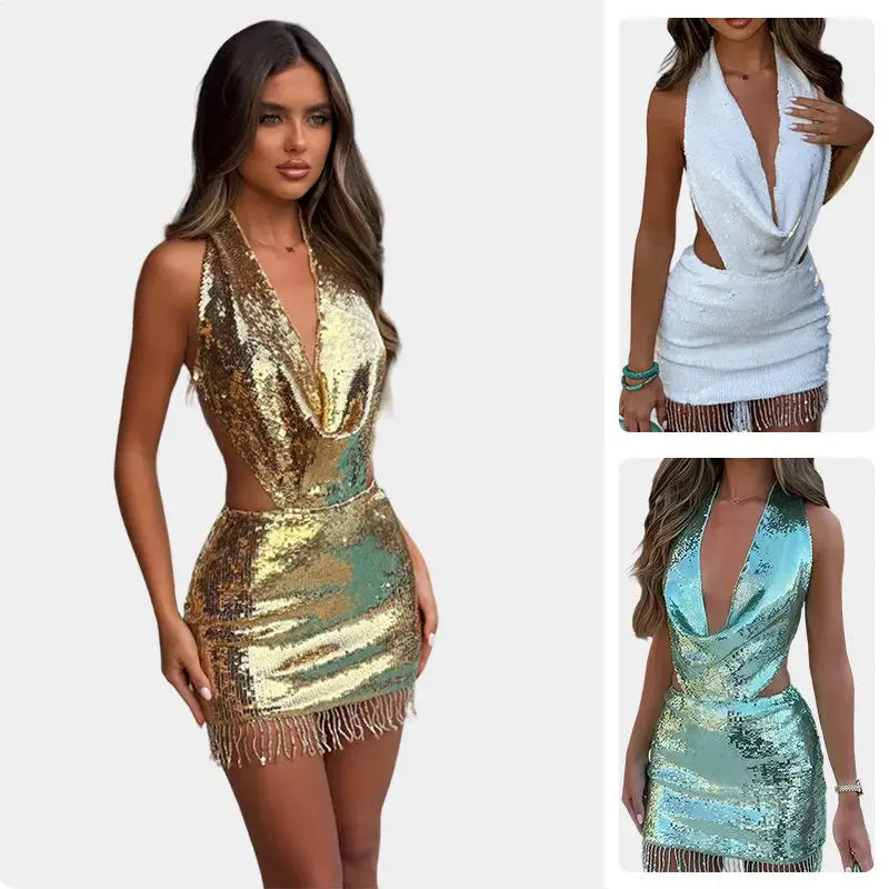 

Неводная сексуальная юбка ort, комплект с глубокими бретелями, блестящий женский ансамбль, весенний сезон, чистый цвет, без бренда...