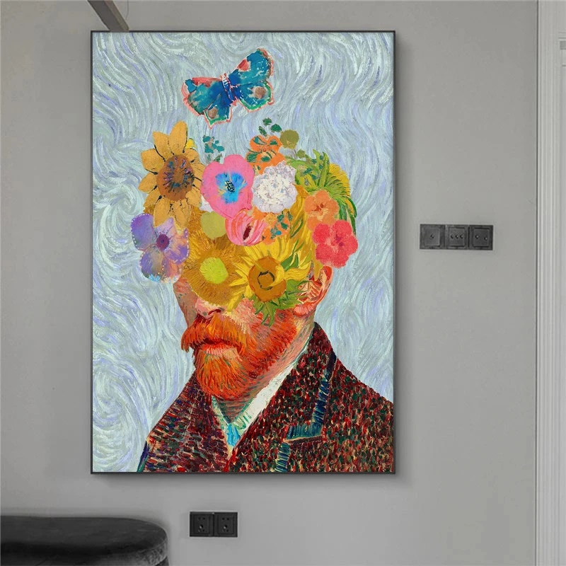 Van Gogh Classic Works Posters and Prints Abstract Men and Flowers Canvas Painting Wall Art Pictures Home Bar Room Decoration