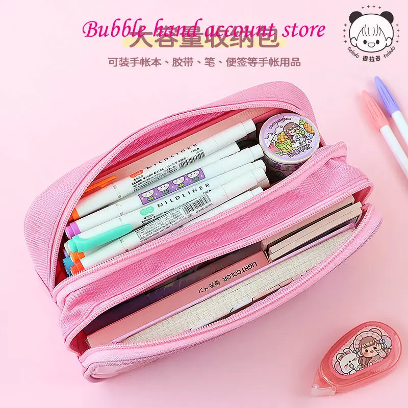 Telado Colorful Dessert Pen Bag Large Capacity Transparent Handbag Stationery Girl Student Stationery Pencil Case