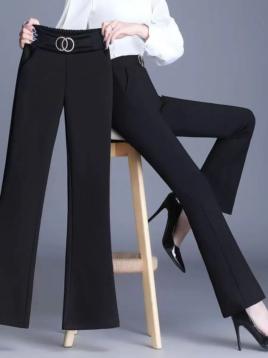 

Women's Mom Style Flared Pants High Waist Straight Leg Korean Version Casual Spring Autumn New Design Wide Leg Quality Trousers