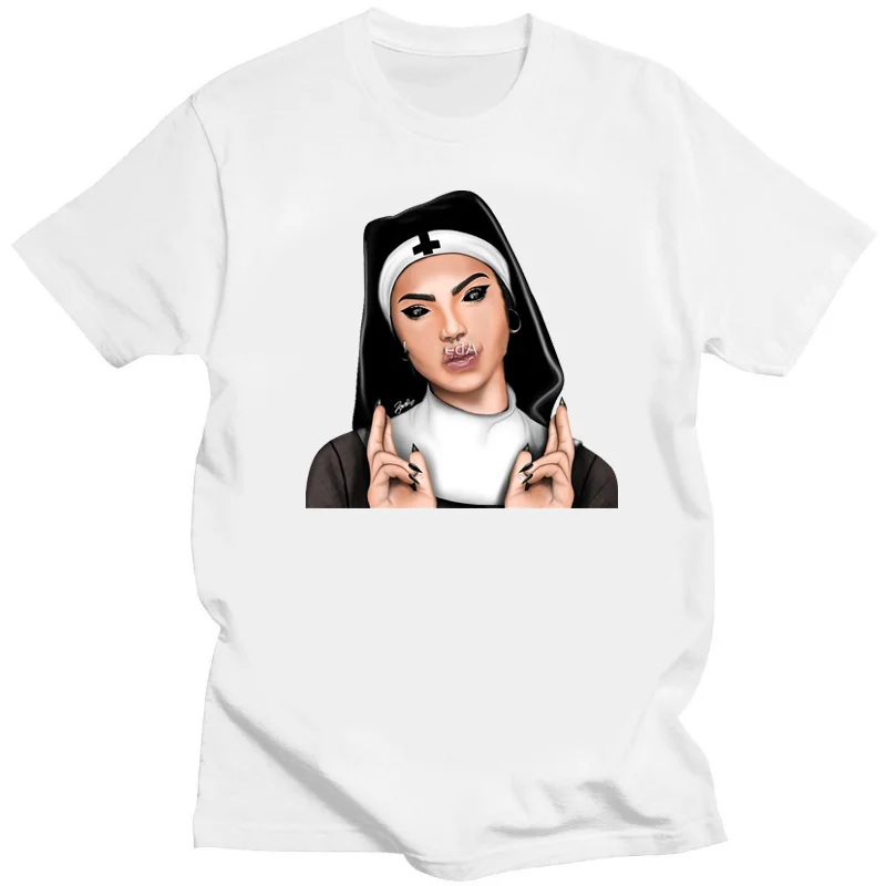 Sexy Nun Smokeing Men Clothing Cross The Happiness Is Have My Tshirt Harajuku Retro T Shirt Unisex Tee Fashion Women Casual Tops