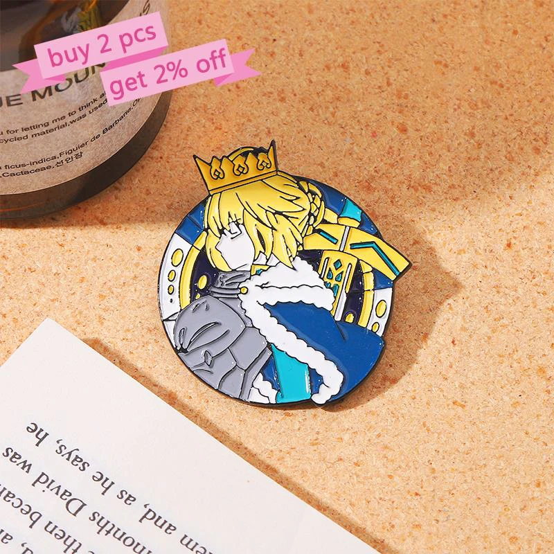 Lapel Badges Cartoon Anime Fate Jewelry Gift for Fans Friends Saber Enamel Brooch Custom Altria Pendragon Pines