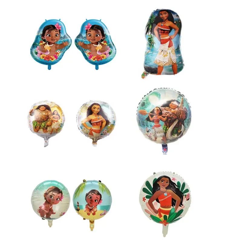 Disney-Ballons en latex sur le thème de la princesse Moana pour enfants, ballons en aluminium, décoration de fête d'anniversaire mignonne, cadeaux jouets, 18 po