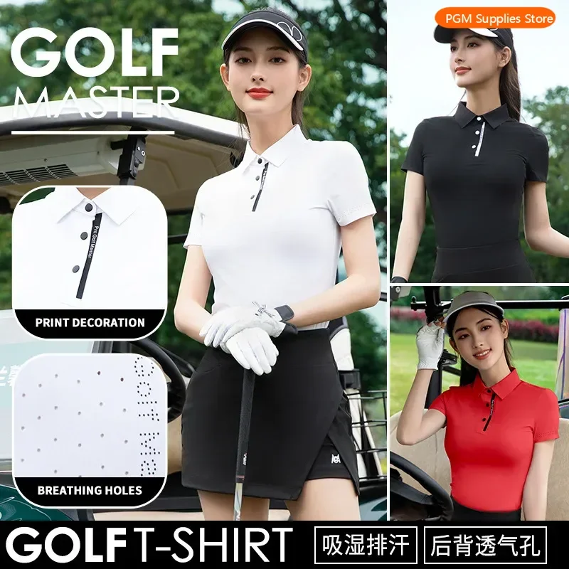 

PGM Golf Women's Summer Clothing 2027 Women's Short Sleeve Polo Top T-shirt Sportswear Short Skirt Set