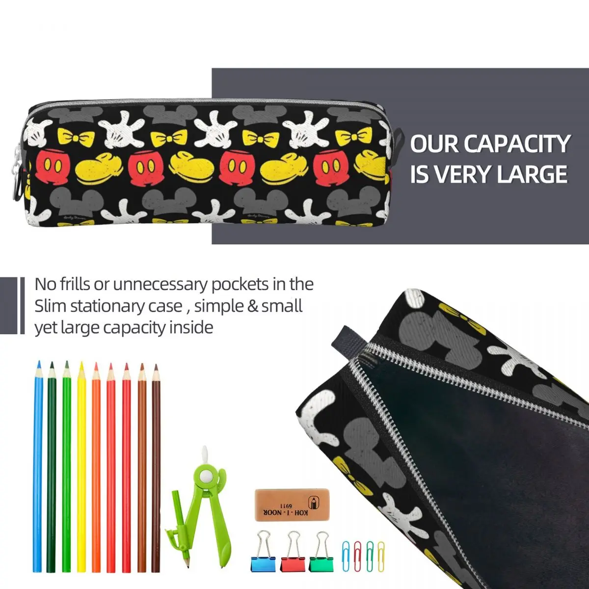 Lovely Disney Mickey Mouse Minnie Pencil Case Pencilcases Pen Box for Girls Boys Big Capacity Bag Students School Gift