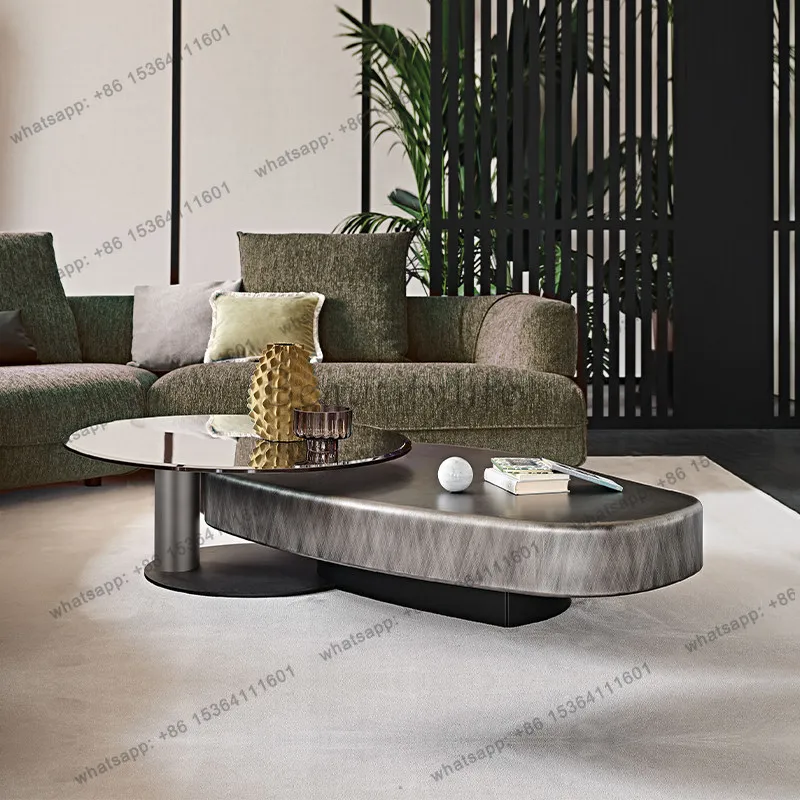 Italian light luxury modern simple stainless steel special-shaped design high-end creative coffee table