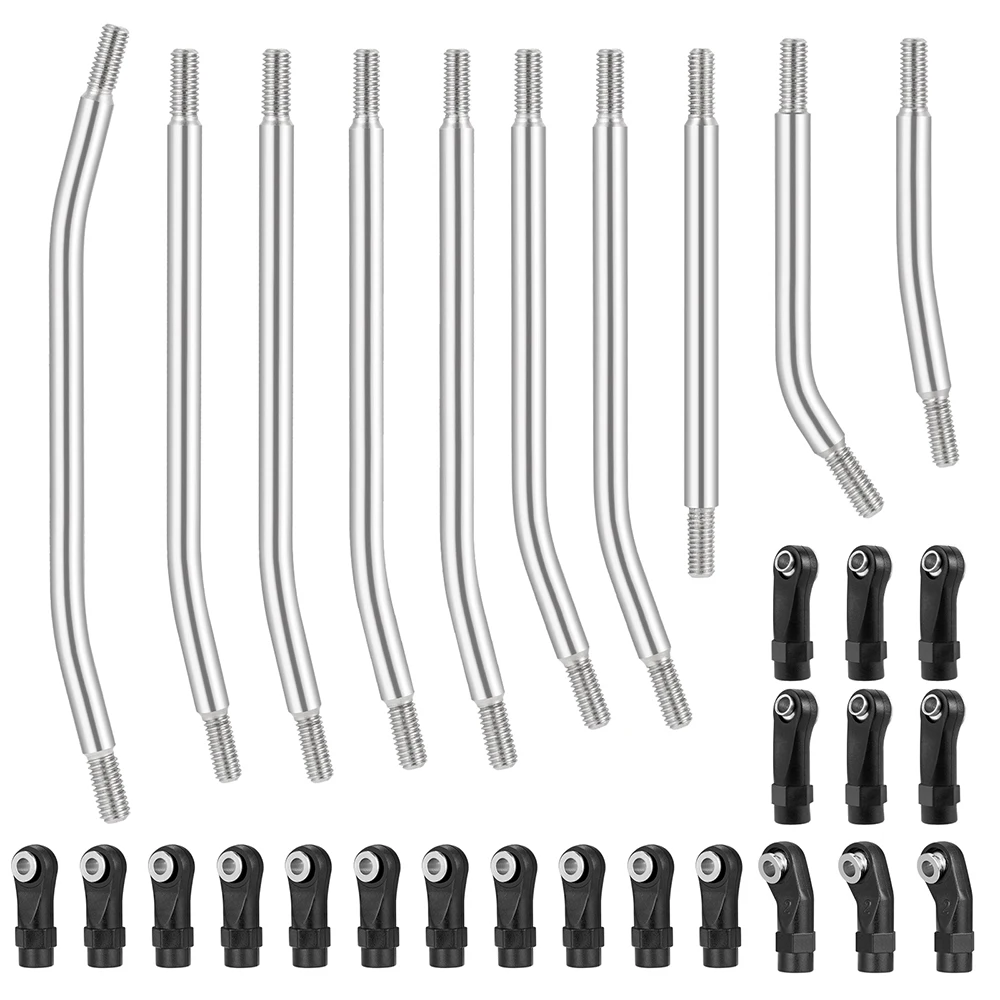 AXSPEED 10Pcs Stainless Steel High Clearance Suspension Links Rod Steering Linkage Set for 1/10 Redcat Ascent Fusion Parts