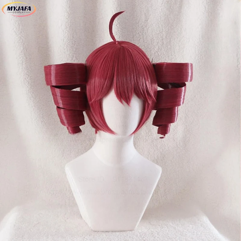Anime Kasane Teto Cosplay Wig Cute Red Clip Helical Ponytail Wig Heat Resistant Synthetic Curly Hair Teto Wigs + Wig Cap view 2