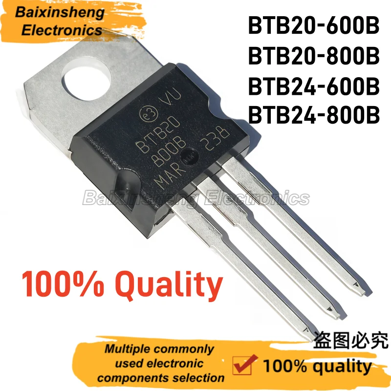 10PCS New/Original BTB20-600B BTB20-800B BTB24-600B BTB24-800B TO-220 Bidirectional Triac Thyristor Power Electronic Components