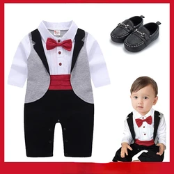 Newborn Jumpsuit for Baby Boy Gentleman Clothes for Romper Cotton for Infant Christening Rompers Birthday Party Needs Costume