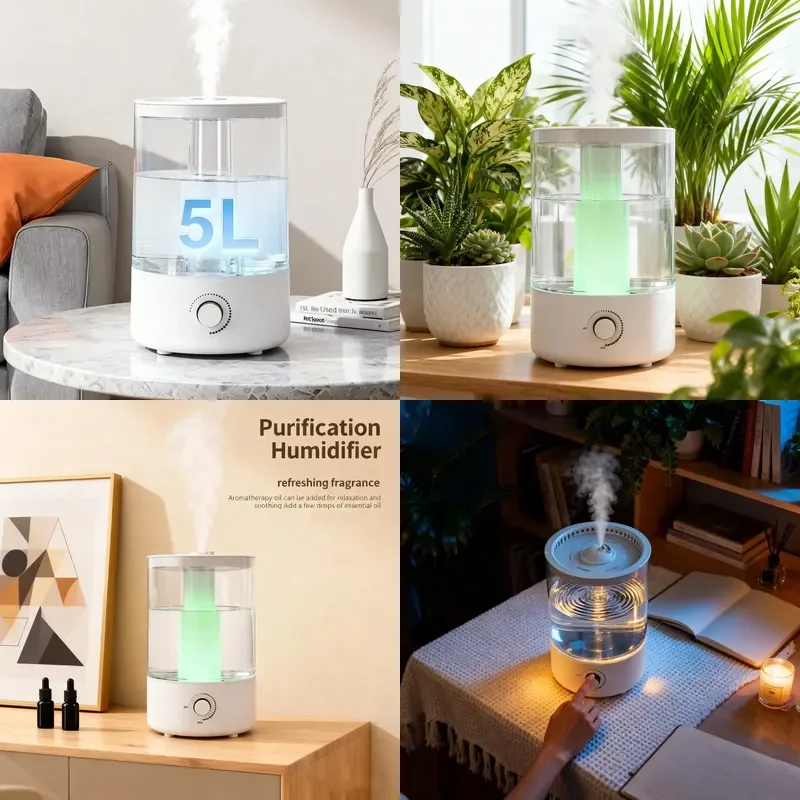 for 5L Smart Portable Desktop Ultrasonic Air Humidifier Plastic Body 2 Adjustable Fog Modes Household Wholesale Price