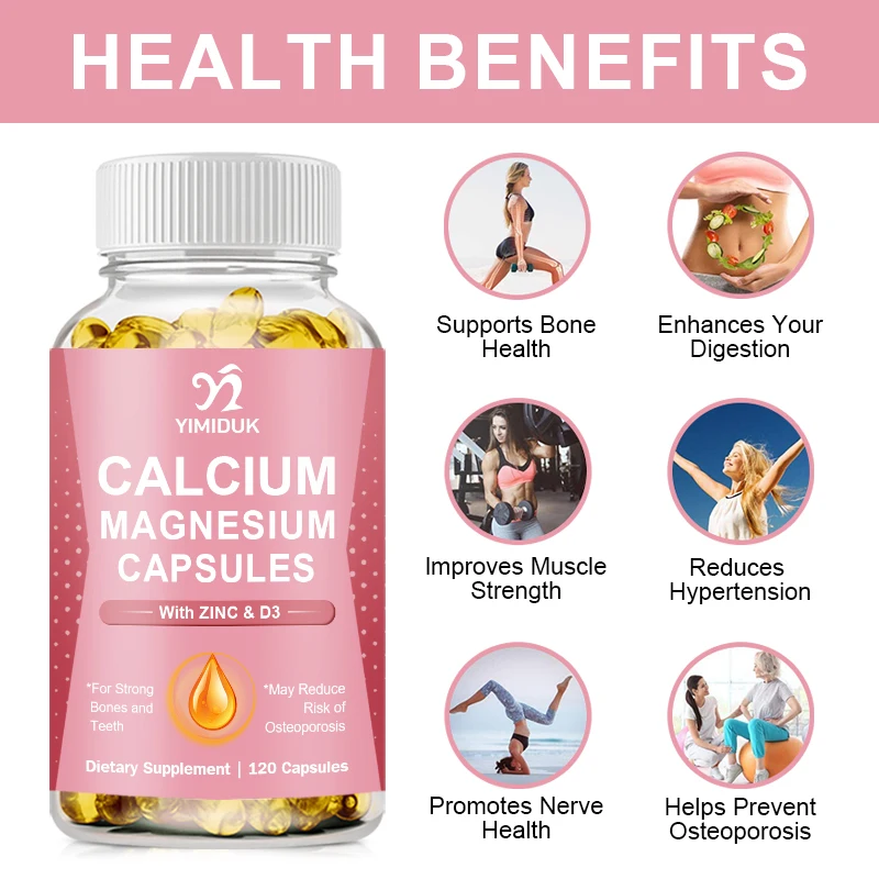 Calcium 1000mg Magnesium 400mg Zinc 25mg Vitamin D3 600iu Promotes Bone & Muscle & Nervous System Health & Promotes Cell Growth