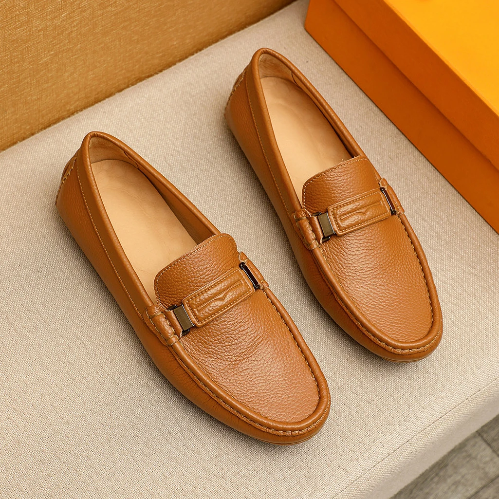 

High Quality Brand Shoes Men Loafers Comfortable Genuine Leather Man Shoes Slip-On Flat Driving Shoes Male Casual Moccasins