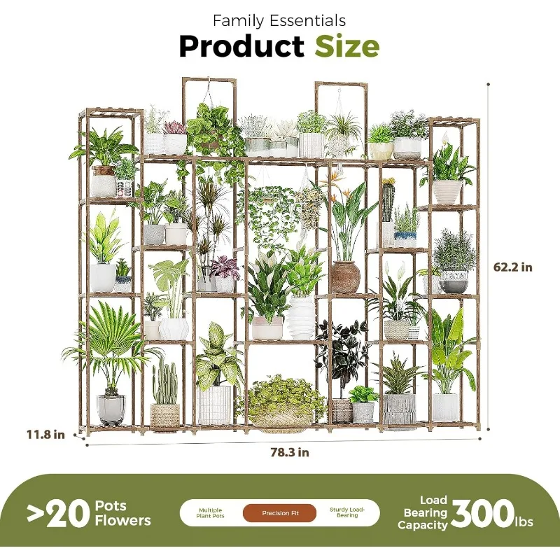 

Bamworld Plant Stand Indoor 30 Pots Large Shelf Wide Tall Outdoor Holder Wood for Multiple Plants Rack for Living Room Garden