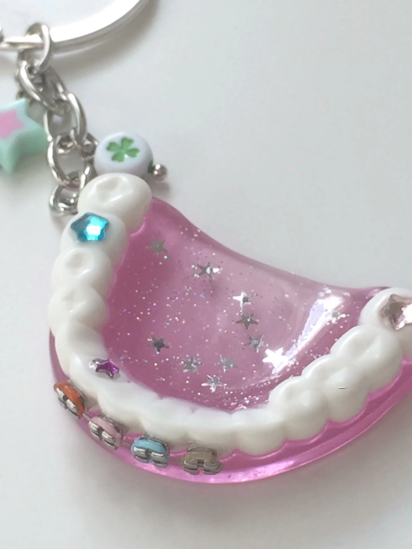 Cute Girl DIY Flash Diamond Star Tooth Bracelet Keychain Pendant Bag Accessory Korean Style Small Batch Design Sweet Lovely