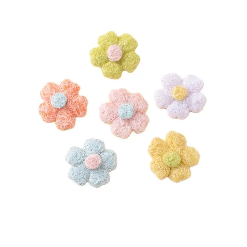 30 Stück 2,5 cm Plüsch-Filzblumen mit fünf Blütenblättern, gepolsterte Applikationen für Kleidung, Hüte, Socken, zum Nähen, zur Dekoration, für DIY-Projekte, Haarspangen, Schleifen und Aufnäher. – Detail 4