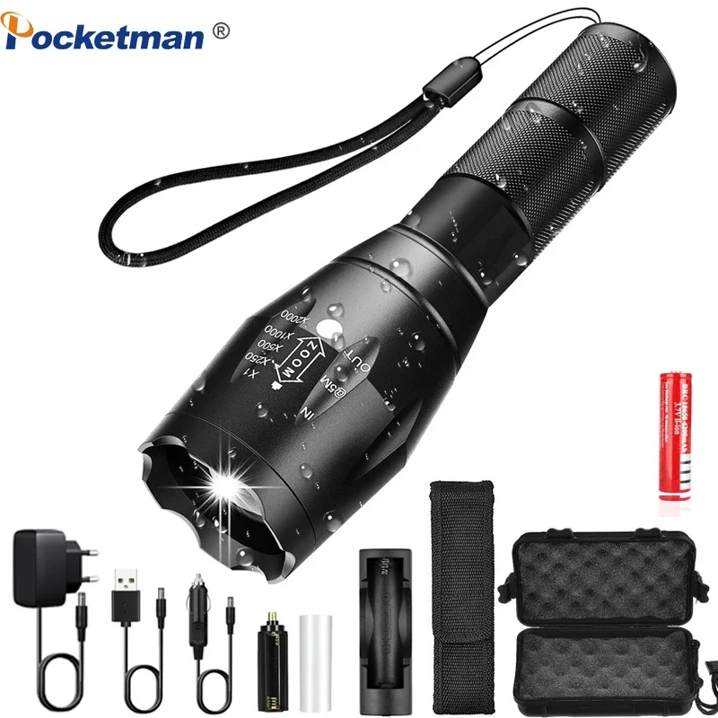 Led flashlight Ultra Bright torch L2/V6 Camping light 5 switch Modes Zoomable Bicycle Light use 18650 battery