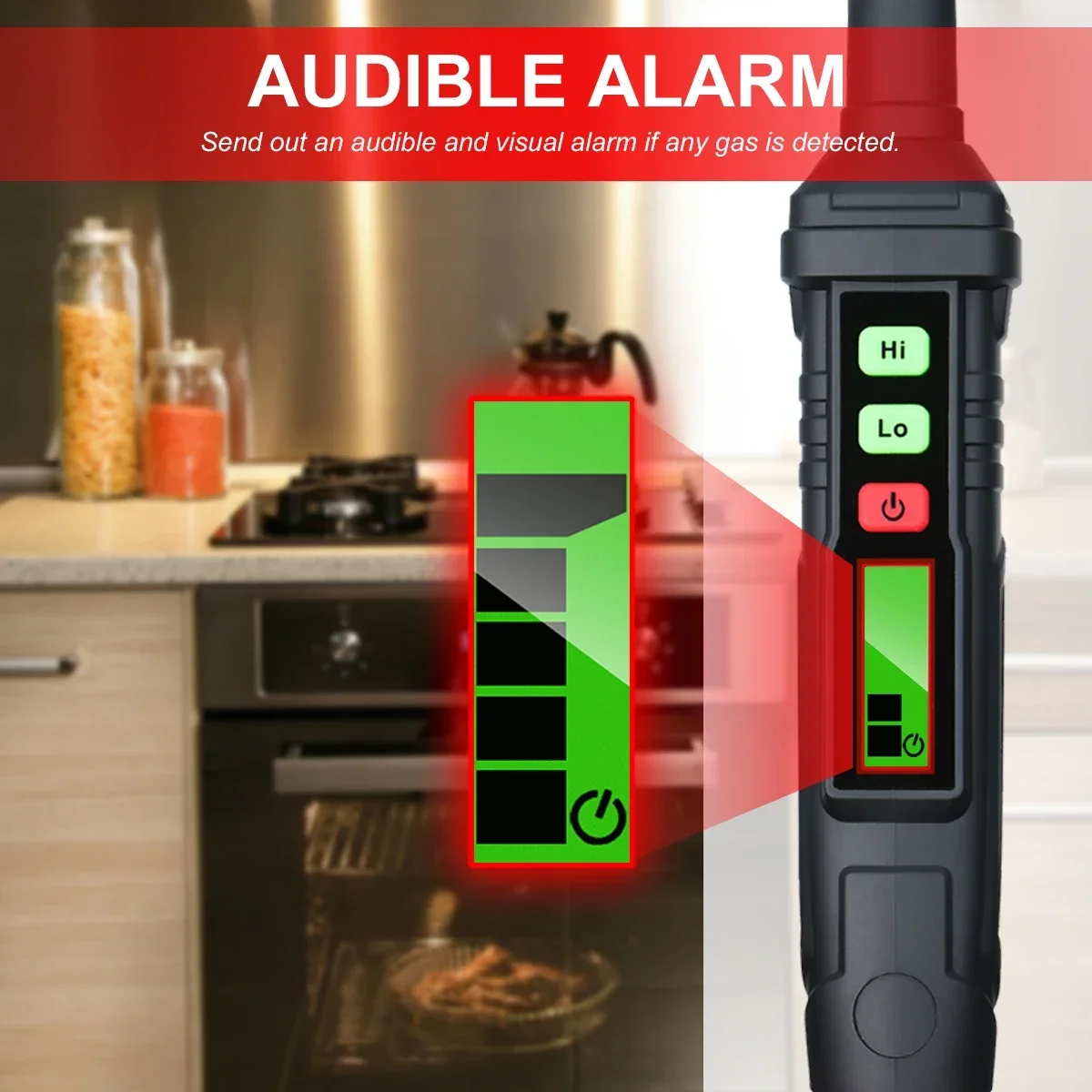 HABOTEST Portable Gas Leak Detector Alarm Combustible Gas Detector with Audible and Visual Alarm All Types of FlammableGases