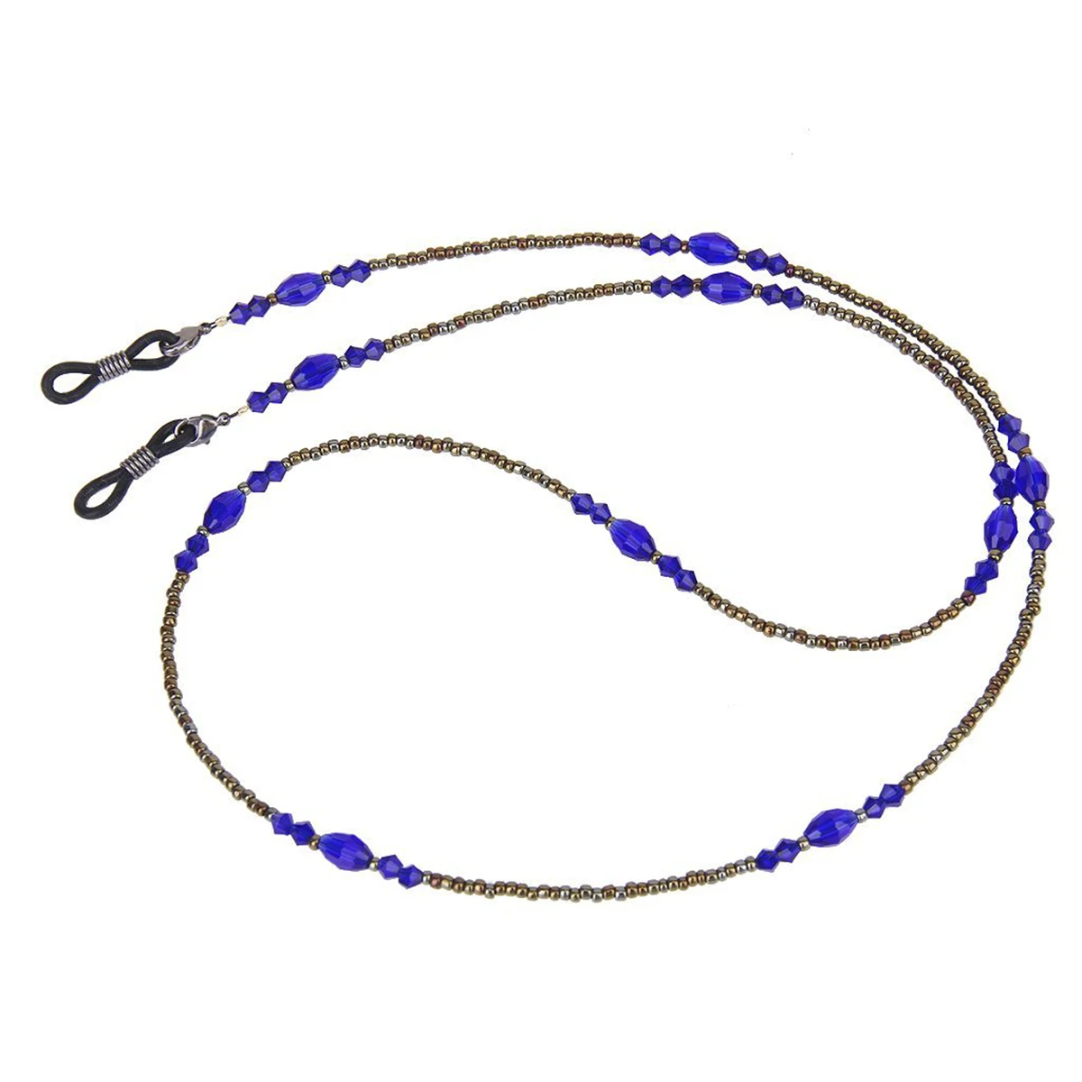 

Glasses Chain Eyeglass Holder Spectacles Bohemia Style Adjustable Silver Rubber Ends Metal Coils Beaded Snake Chain Blue Black